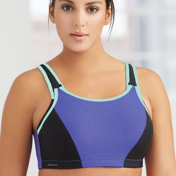 Glamorise SPORT Bra 34C (DOUBLE-LAYER) Wicking (PADDED-STRAPS) Purple NEW - Picture 7 of 16